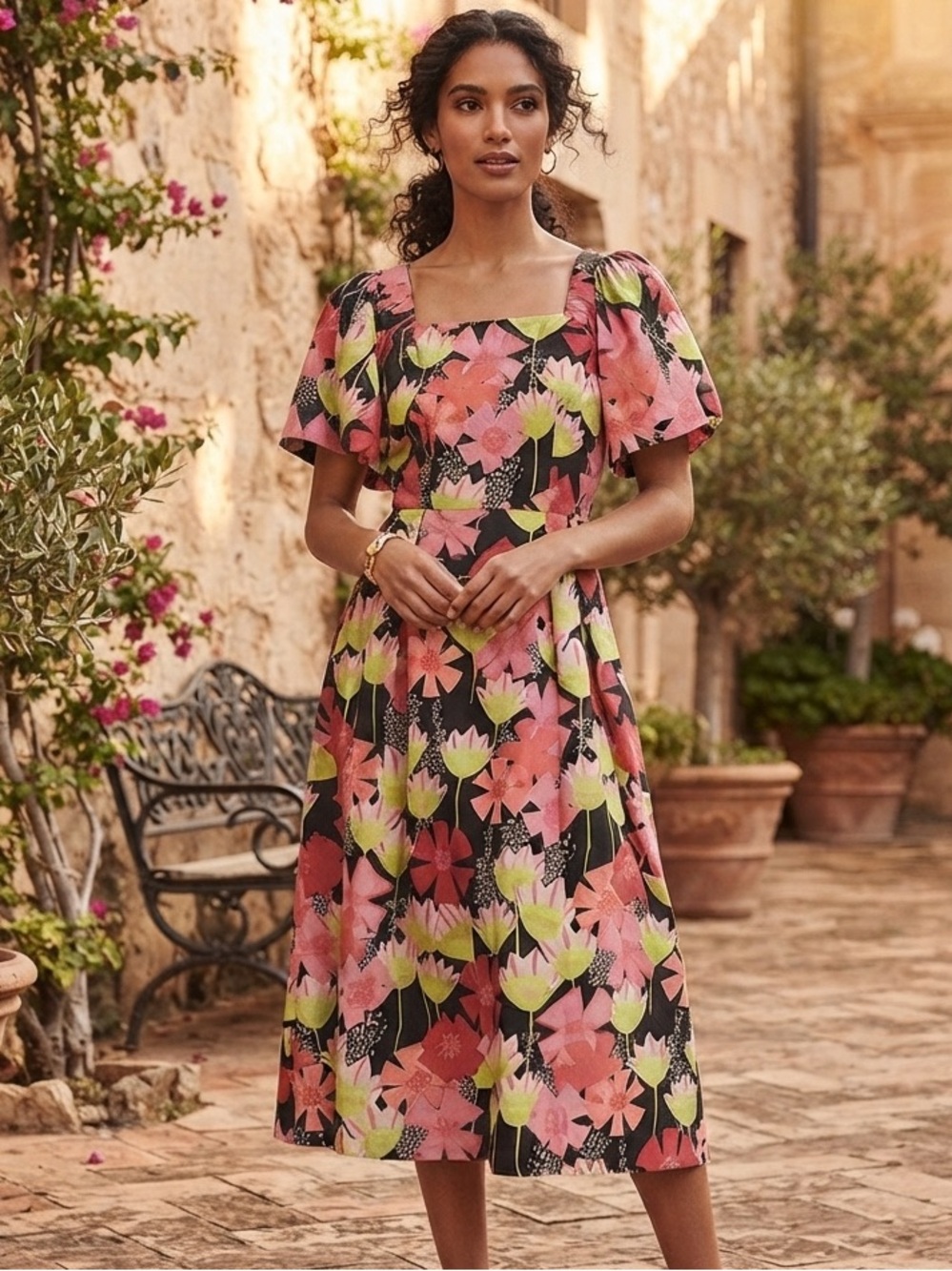 New TYLER BOE Brit Abstract Floral Tie Dress Size Small